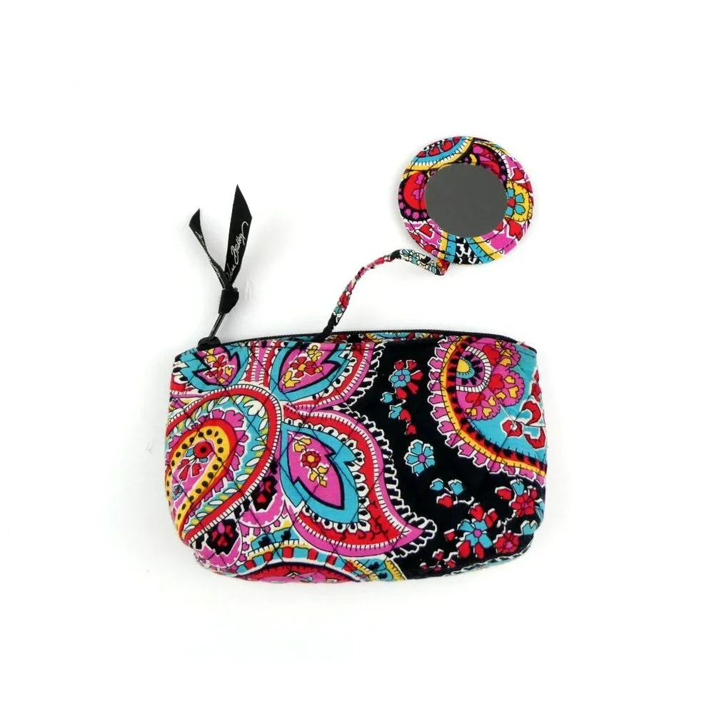 Vera Bradley Parisian Paisley Zip Cosmetic Case w/Mirror‎